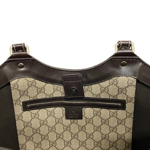 Gucci Tote Bag Beige Brown GG Supreme 203521 PVC Patent Leather GUCCI Handbag... - Picture 9 of 10